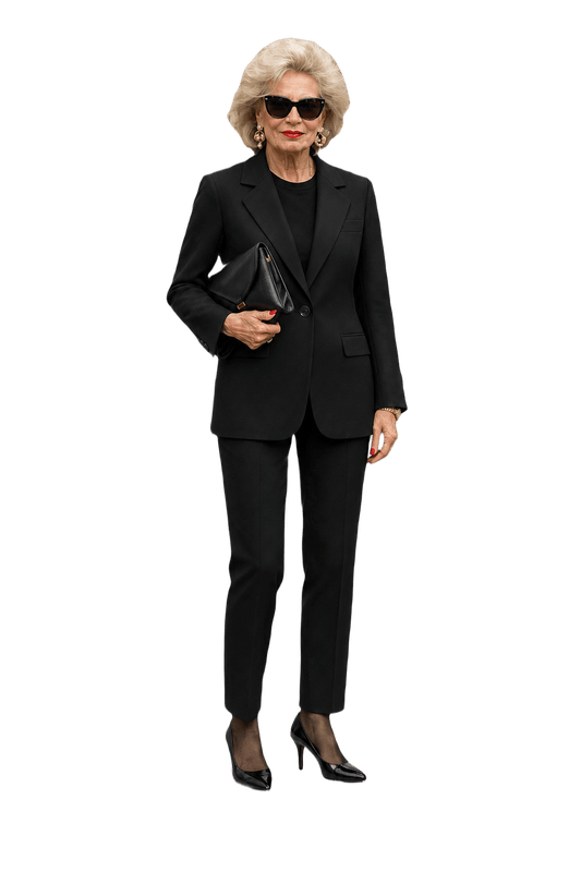 1980s Black Wool Blend Blazer - Model