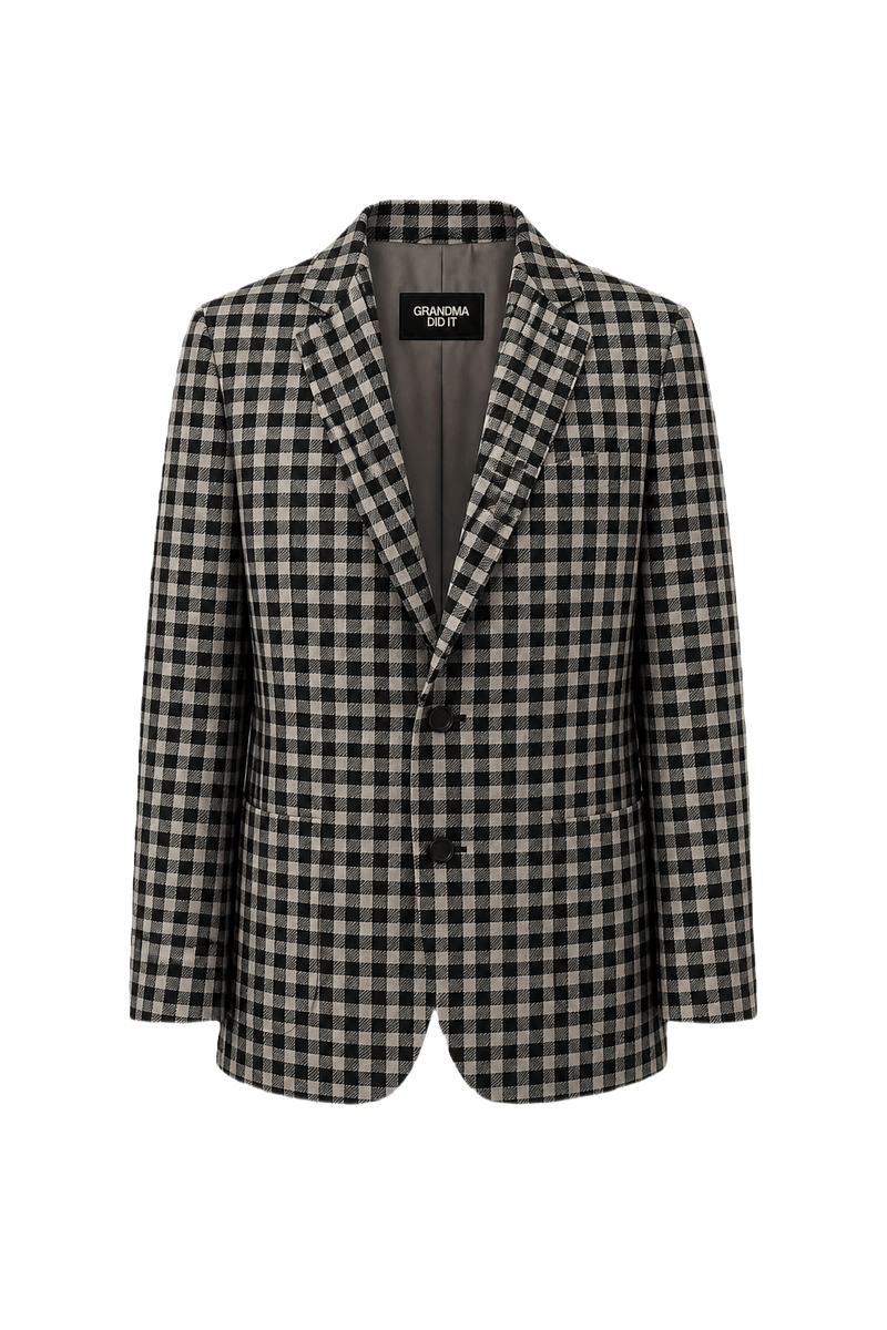 1990s Black Wool Blend Blazer - Front View