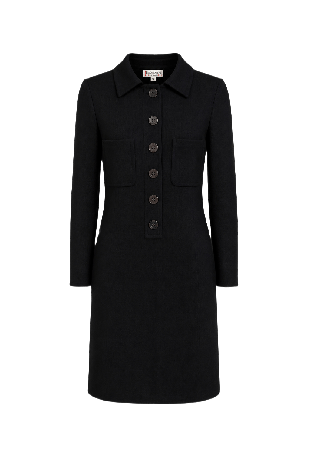 1970s Black Wool Blend Knee-Length Dress - Front View