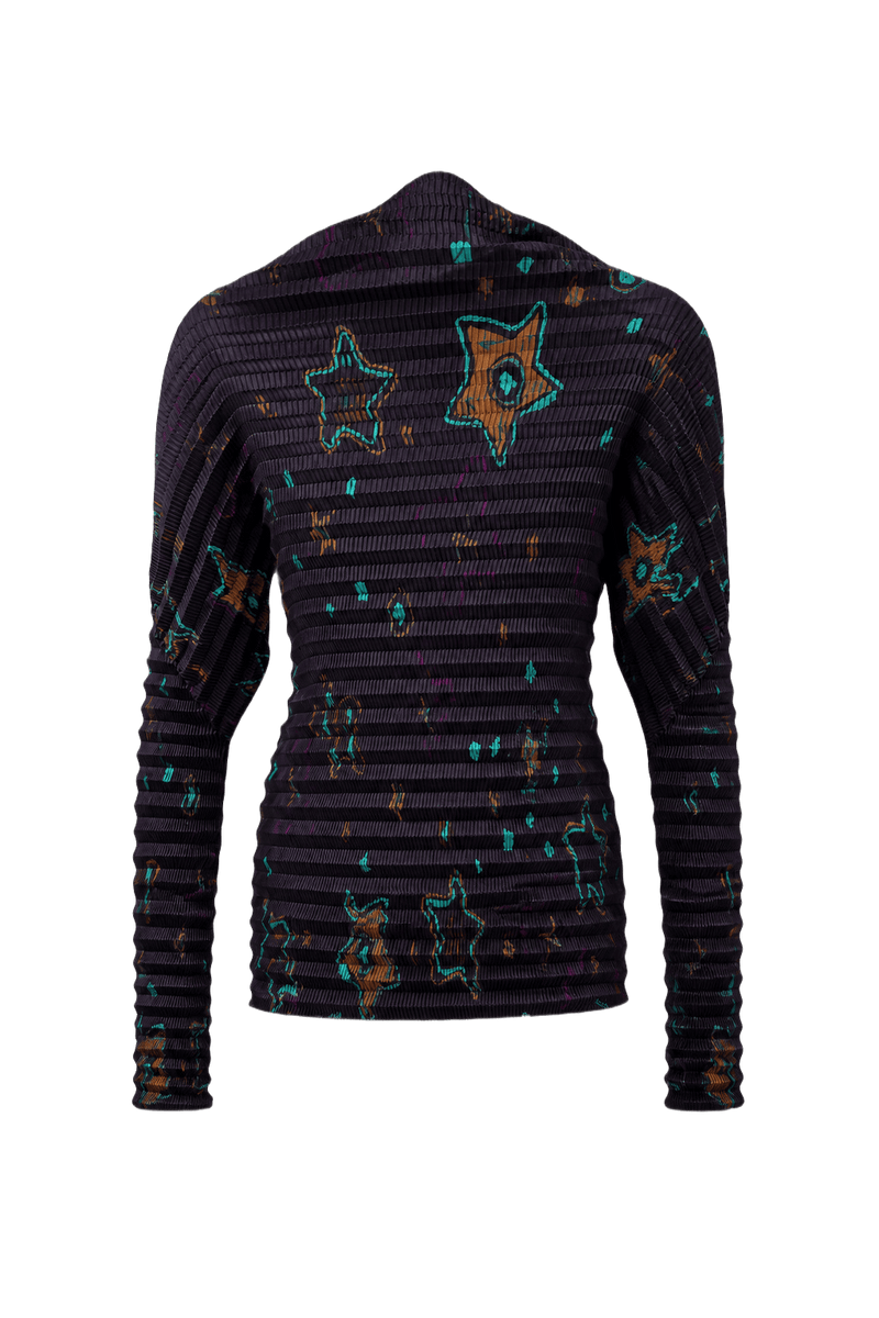 1990s Purple Polyester Blouse - Front View