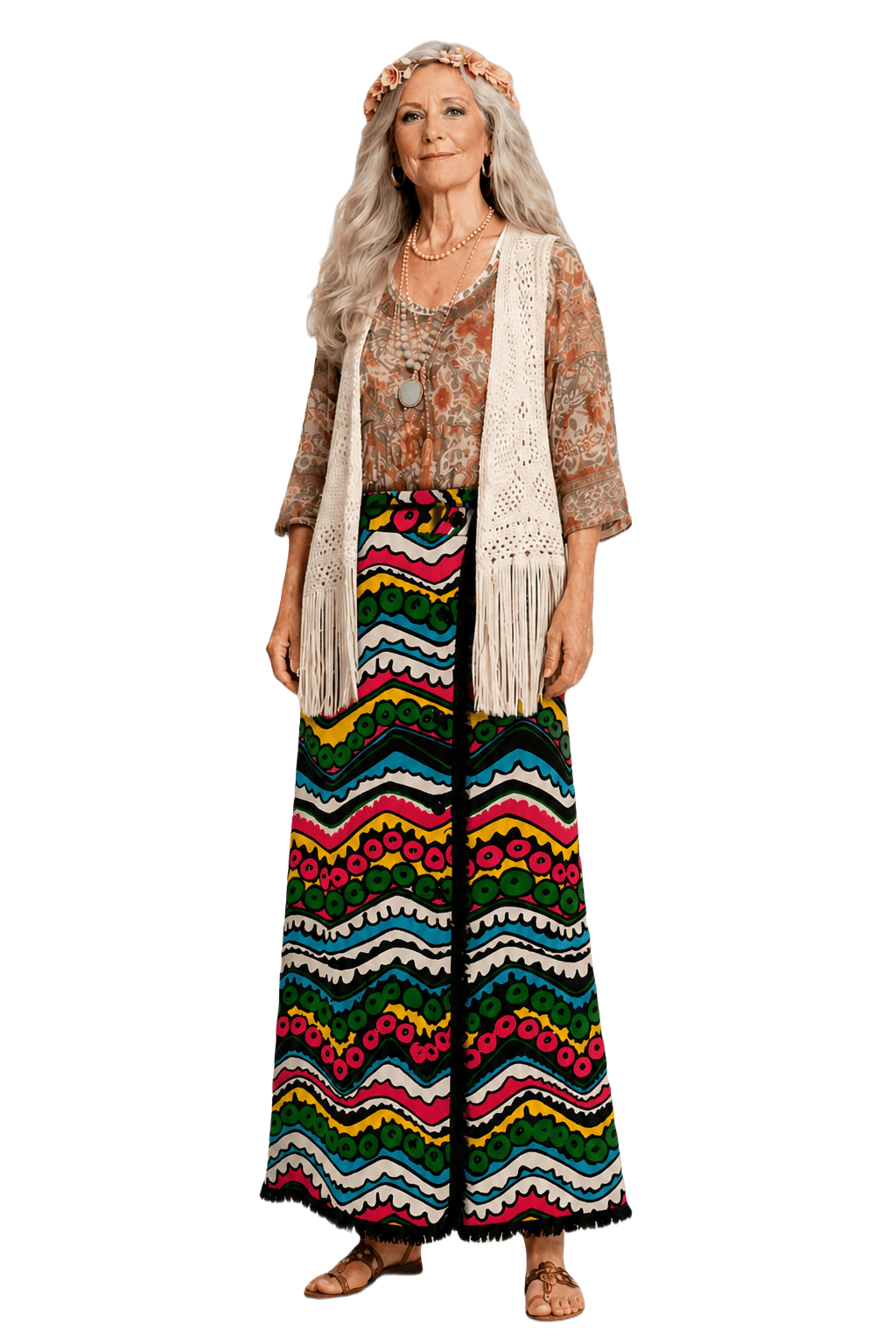 1970s Multicolor Cotton Skirt - Model