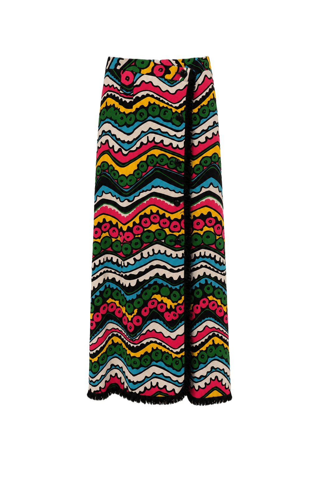 1970s Multicolor Cotton Skirt - Front View