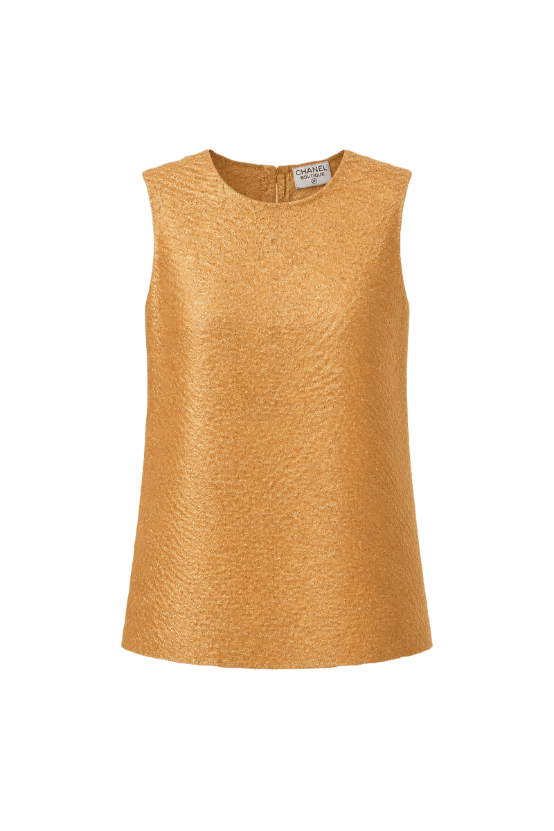 1980s Gold Wool Blend Sleeveless Top - Front View