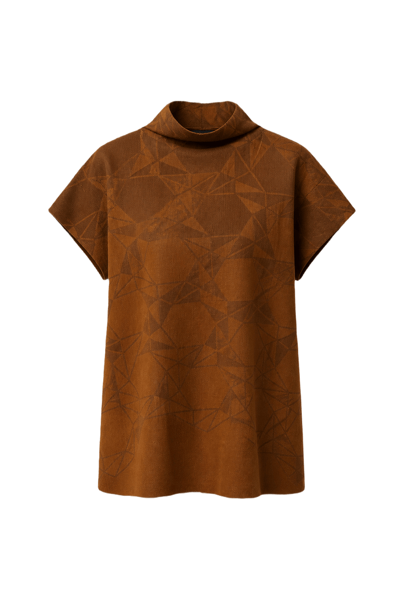 1990s Rust Cotton Tunic - Front View