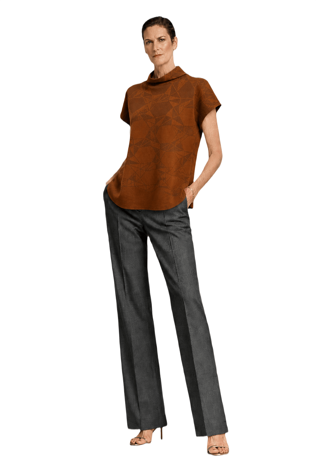 1990s Rust Cotton Tunic - Model
