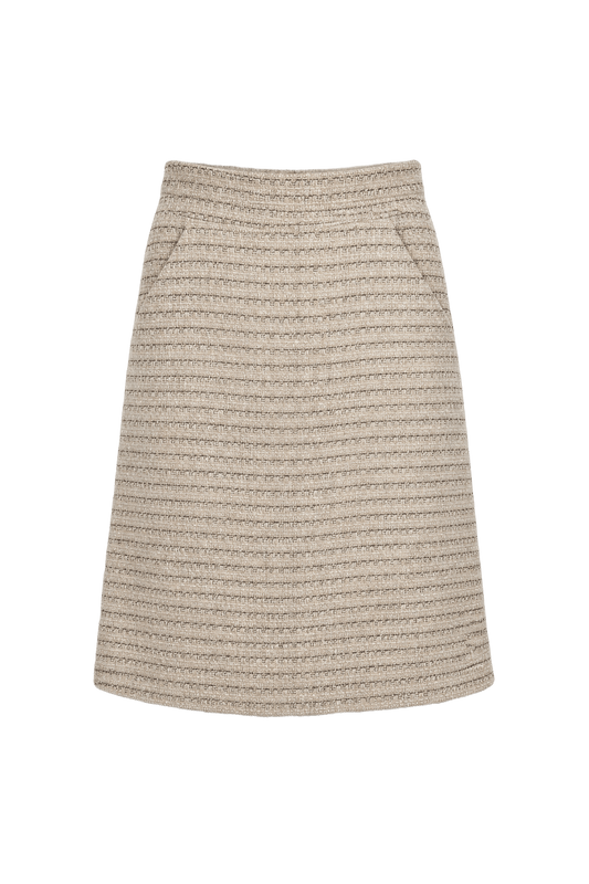 1990s Cream Wool Blend Skirt - Front View