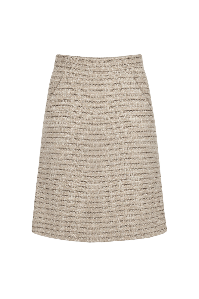 1990s Cream Wool Blend Skirt - Front View