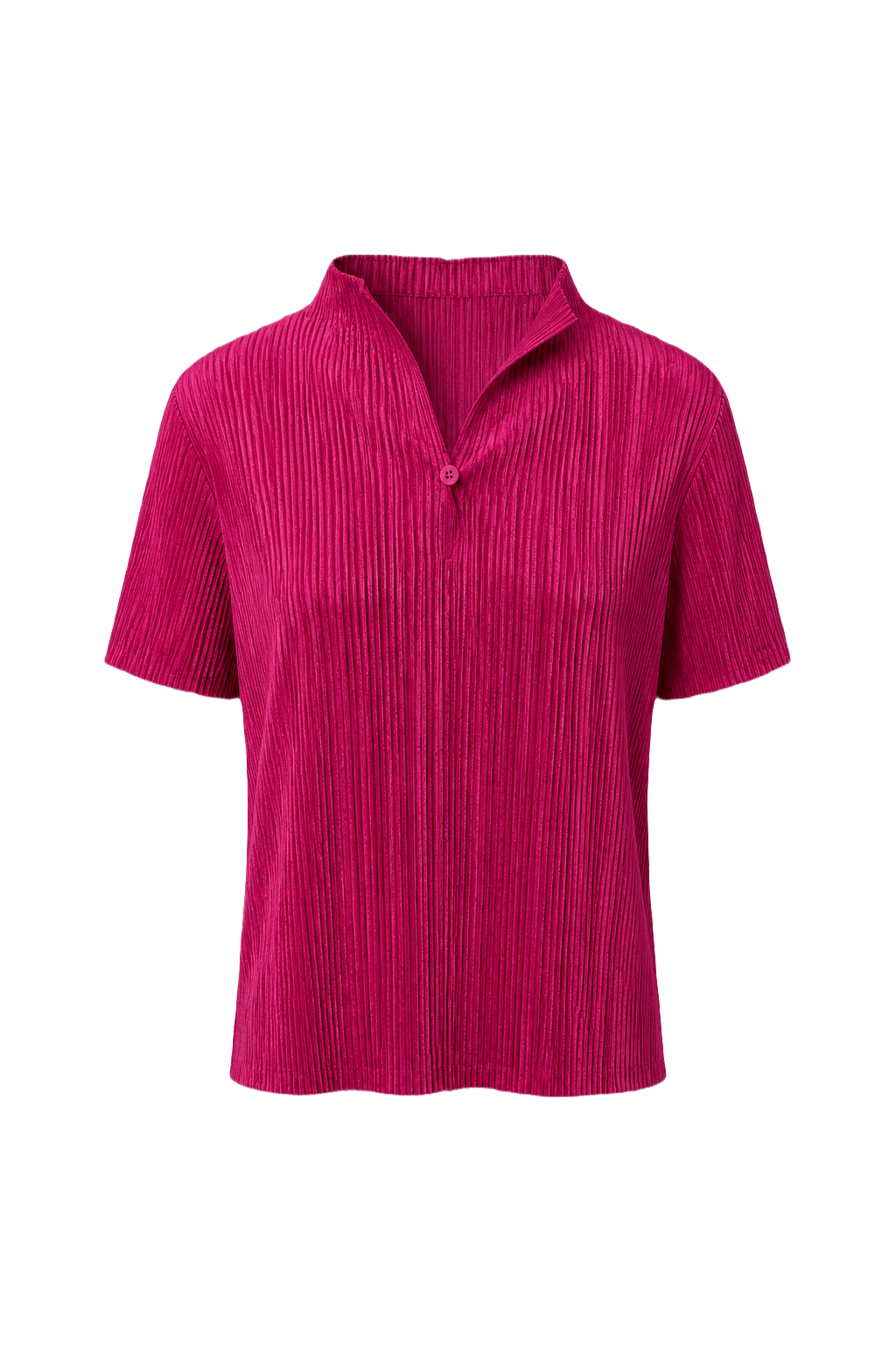 1990s Bright Pink Polyester Blend Shirt - Front View