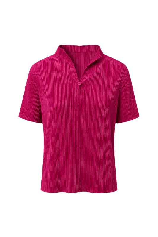 1990s Bright Pink Polyester Blend Shirt - Front View