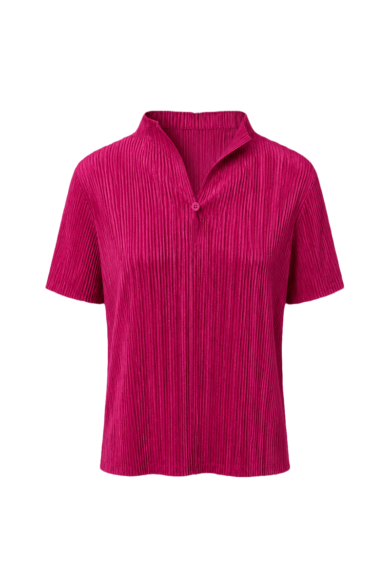 1990s Bright Pink Polyester Blend Shirt - Front View