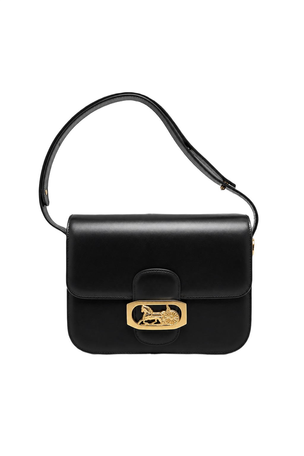 1990s Black Leather Handbag - Front View