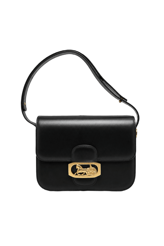 1990s Black Leather Handbag - Front View