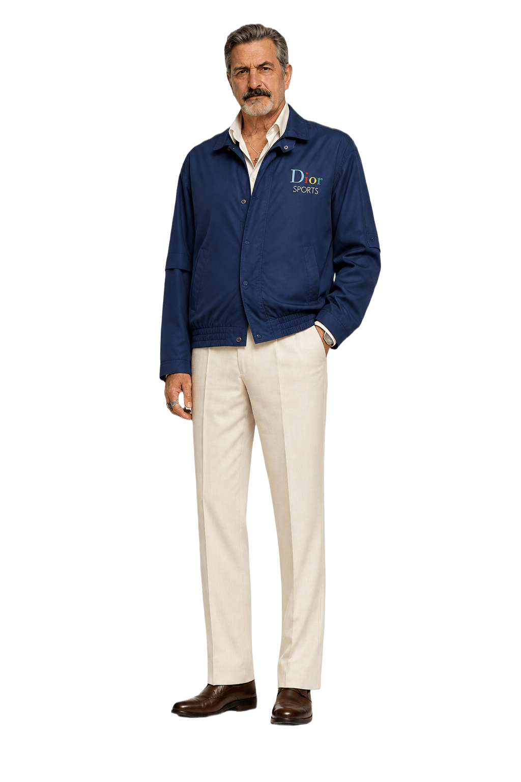 1980s Navy Blue Nylon Jacket - Model