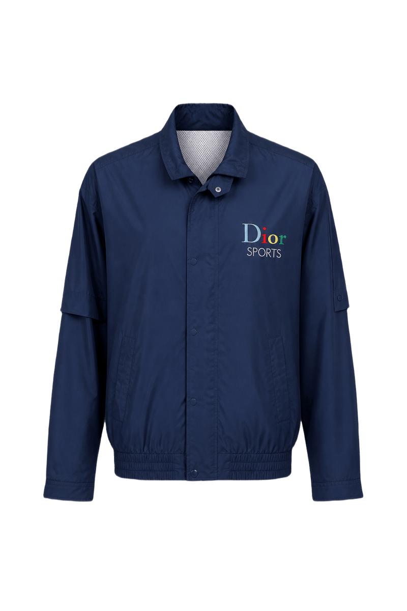 1980s Navy Blue Nylon Jacket - Front View