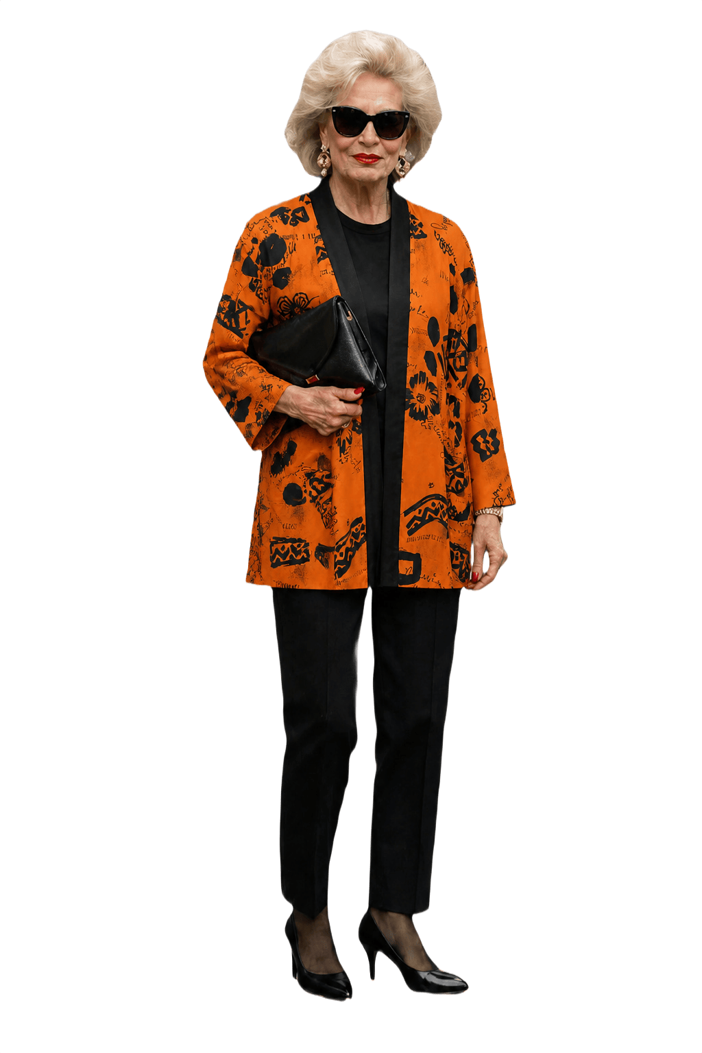 1980s Orange Silk-like Jacket - Model