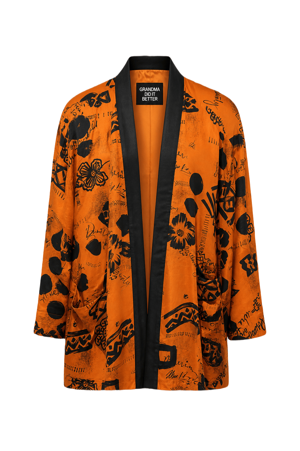 1980s Orange Silk-like Jacket - Front View