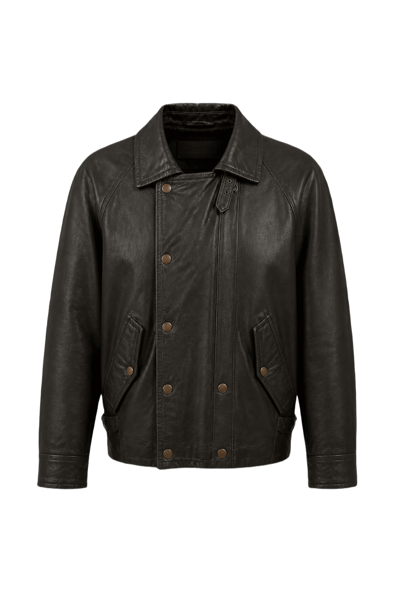 1950s Dark Brown Leather Jacket - Front View