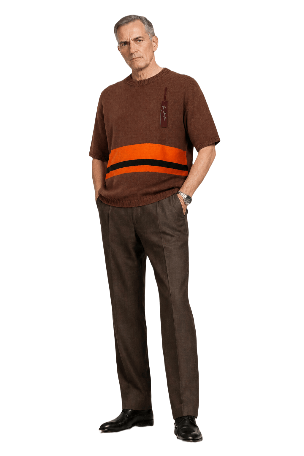 1990s Brown Wool Blend Sweater - Model