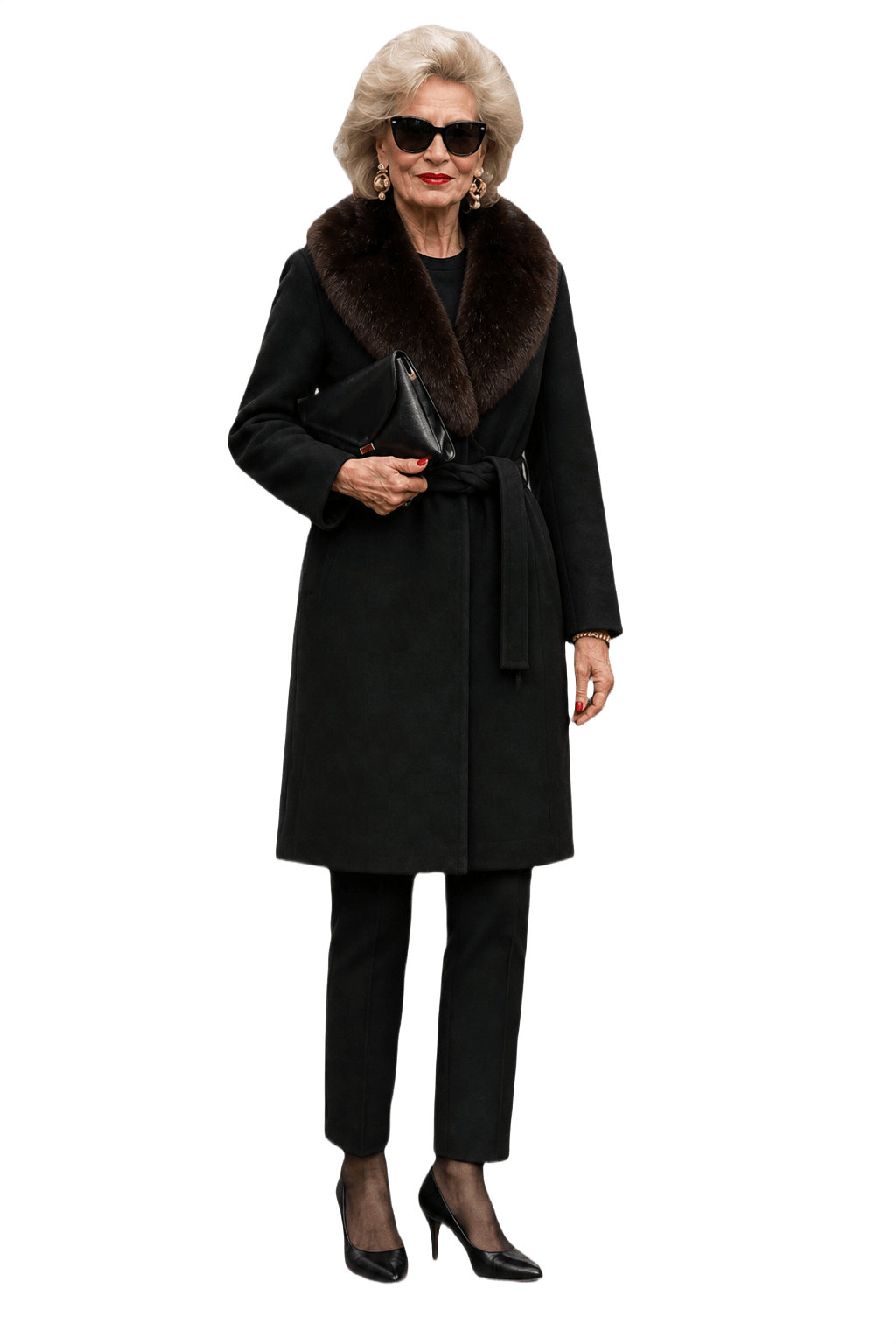 1980s Black Wool Coat - Model