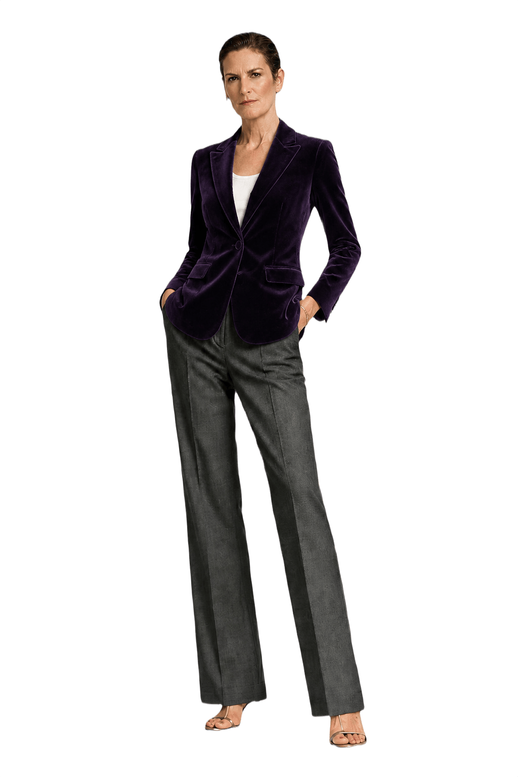 1990s Deep Purple Velvet Blazer - Model