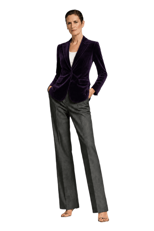 1990s Deep Purple Velvet Blazer - Model