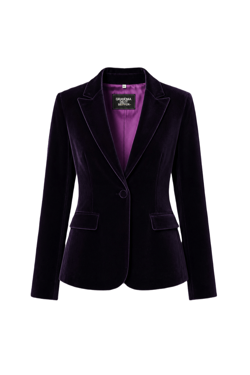 1990s Deep Purple Velvet Blazer - Front View