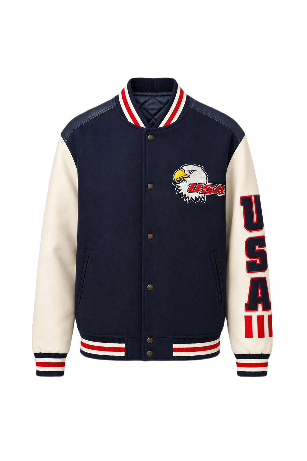 1980s Navy Blue Wool Blend Jacket - Front View
