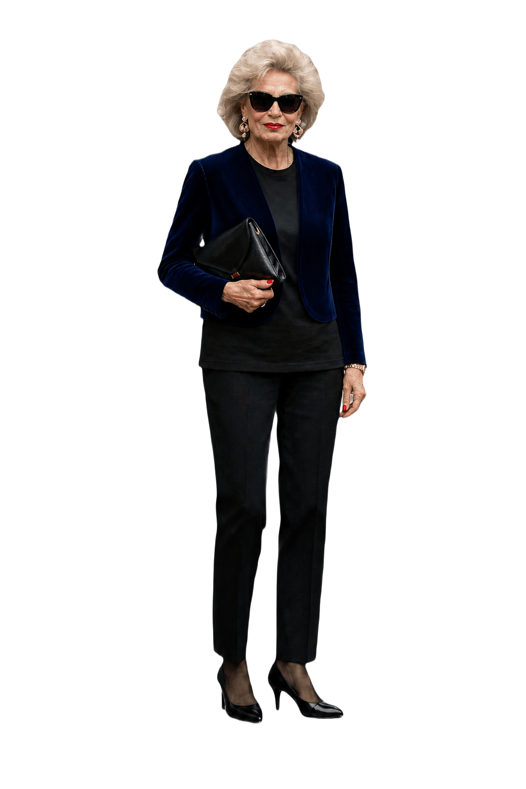 1980s Deep Blue Velvet Blazer - Model