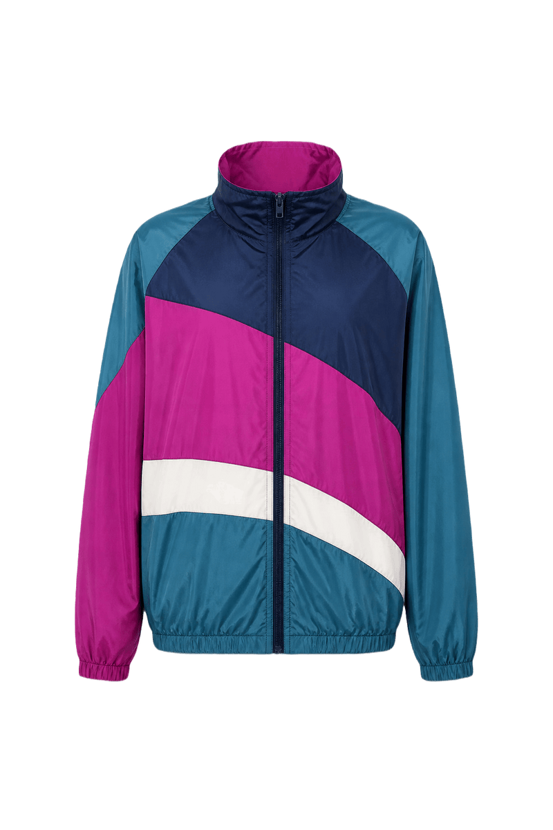 1980s Teal Nylon Windbreaker - Front View