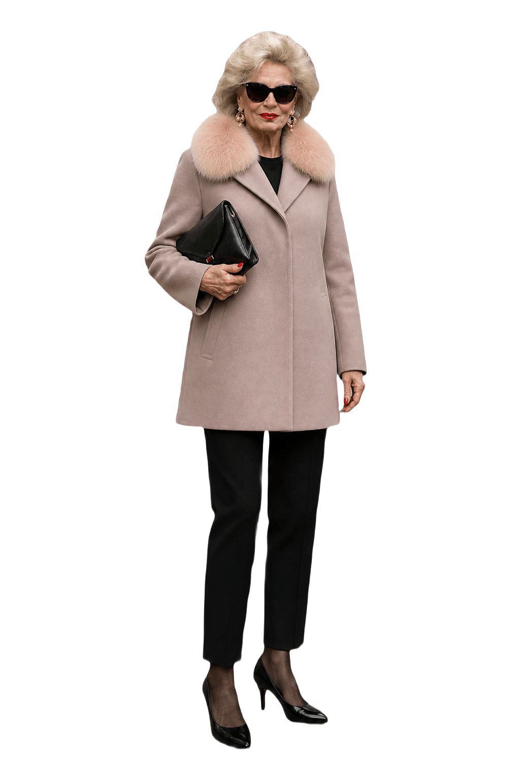 1980s Dusty Rose Wool Blend Coat - Model