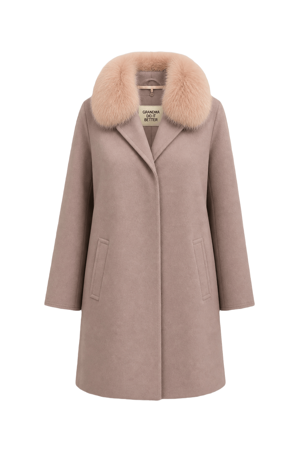 1980s Dusty Rose Wool Blend Coat - Front View