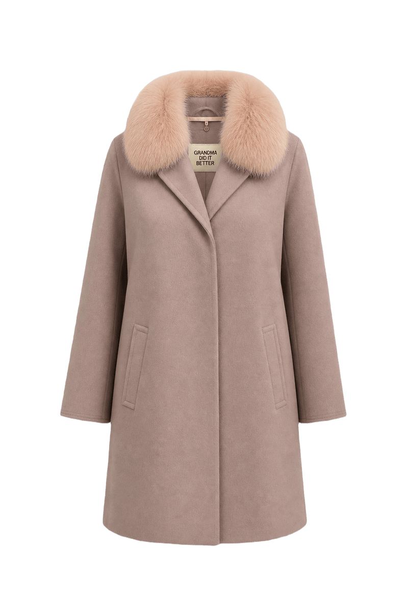 1980s Dusty Rose Wool Blend Coat - Front View