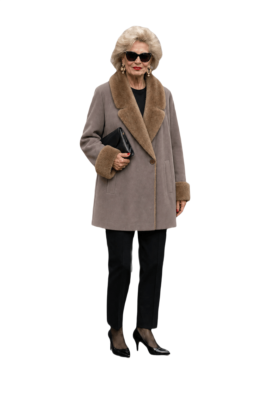 1980s Taupe Wool Blend Coat - Model