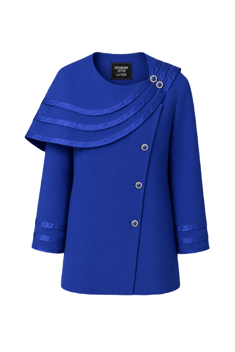 1980s Royal Blue Synthetic Coat - Front View