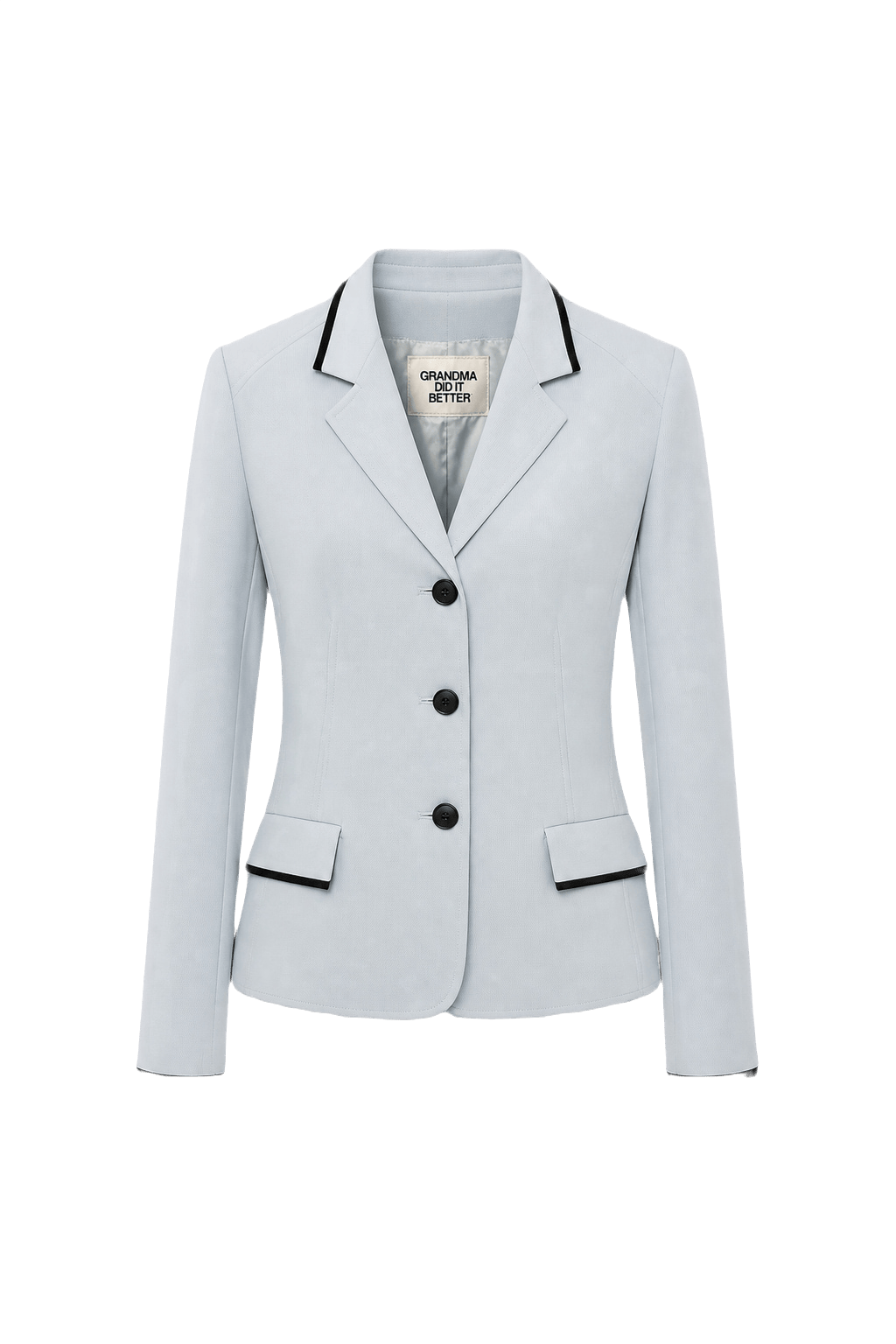 1980s Light Blue Polyester Blazer - Front View
