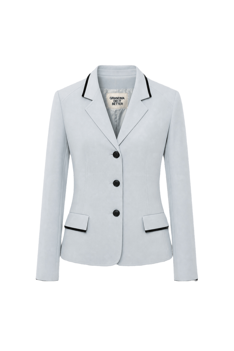 1980s Light Blue Polyester Blazer - Front View