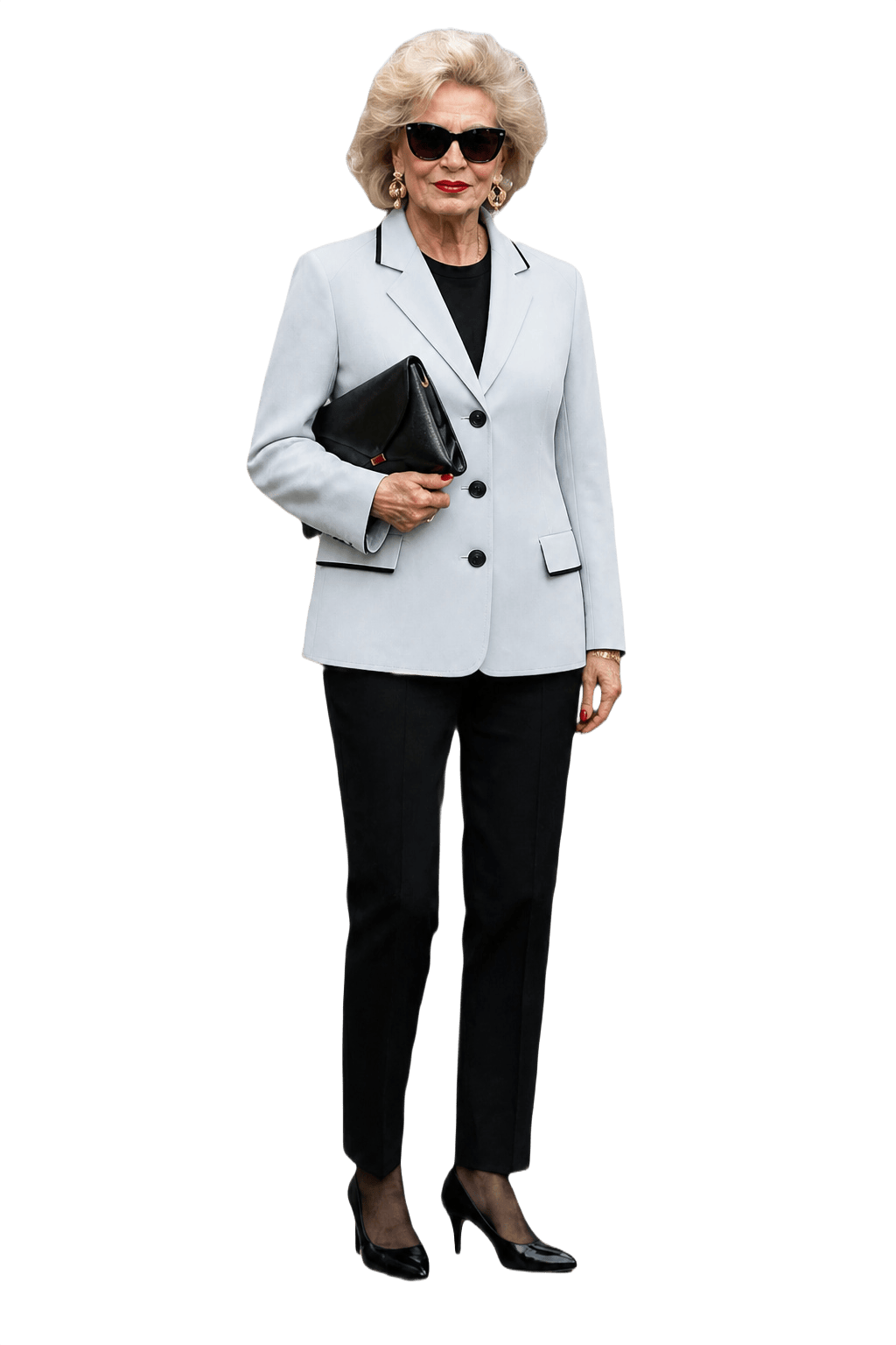 1980s Light Blue Polyester Blazer - Model