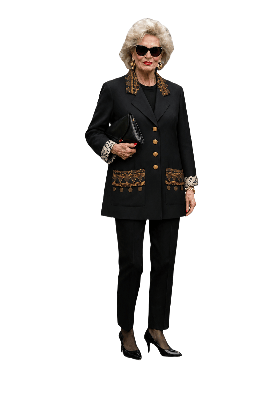 1980s Black Wool Blend Jacket - Model