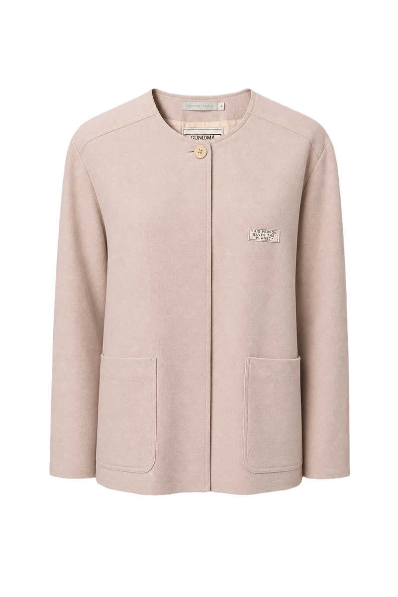 1980s Soft Rose Pink Wool Blend Jacket - Front View