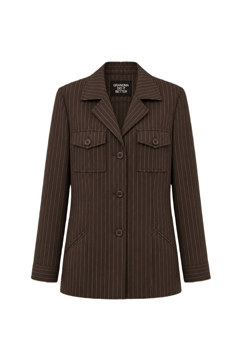 1980s Brown Wool Blend Jacket - Front View