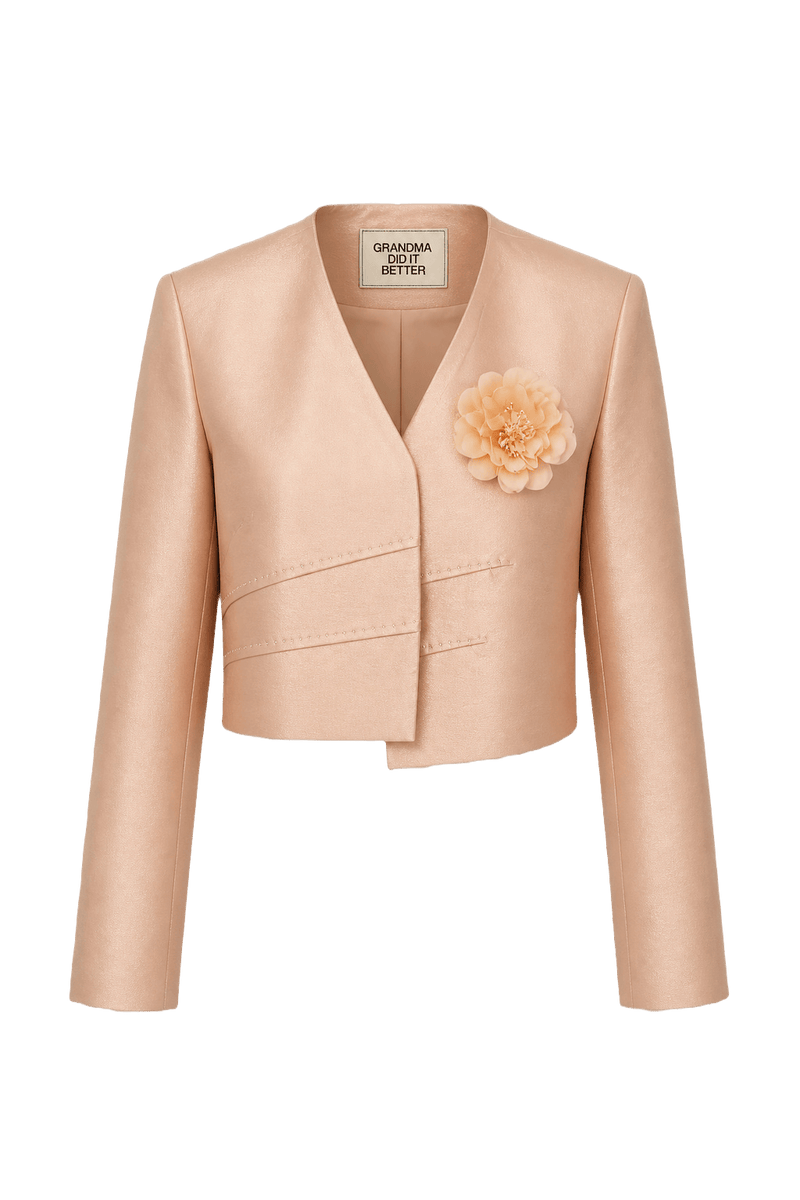 1980s Champagne Synthetic Jacket - Front View