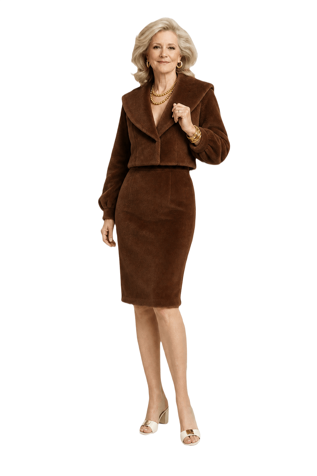1970s Brown Faux Fur Set - Model