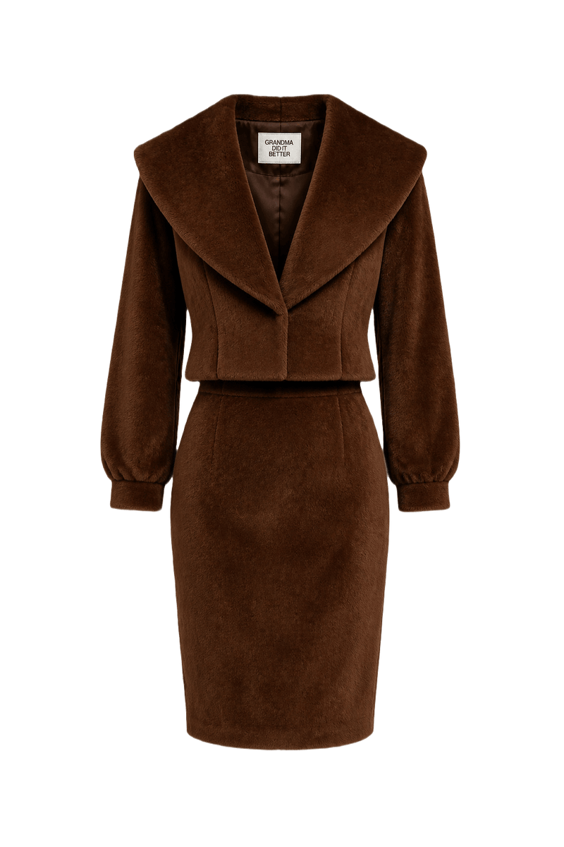 1970s Brown Faux Fur Set - Front View