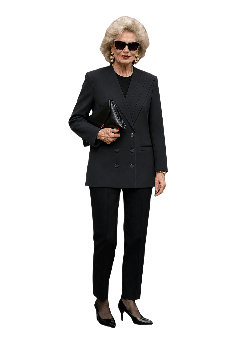 1980s Black Wool Blend Blazer - Model