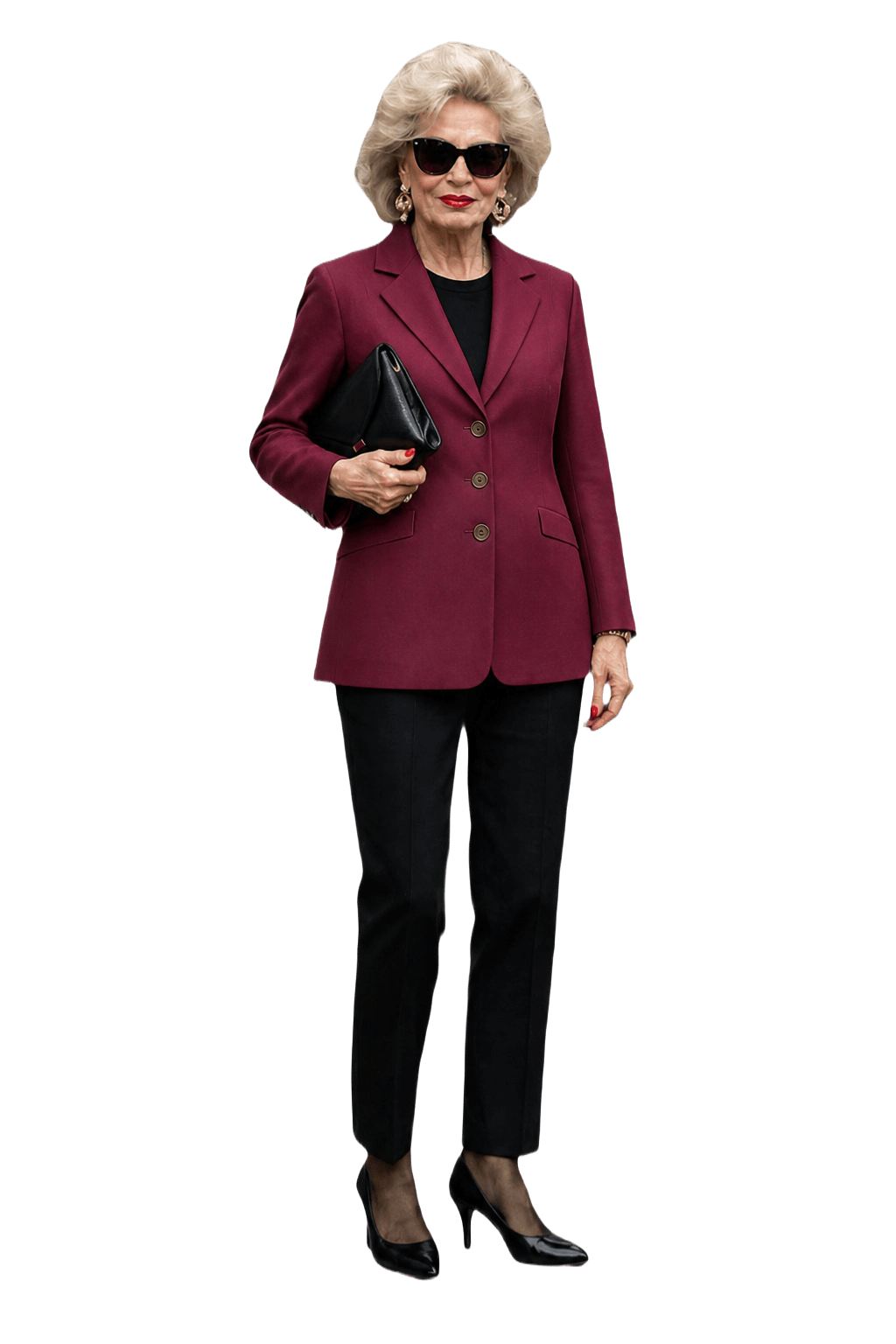 1980s Burgundy Red Wool Blend Blazer - Model