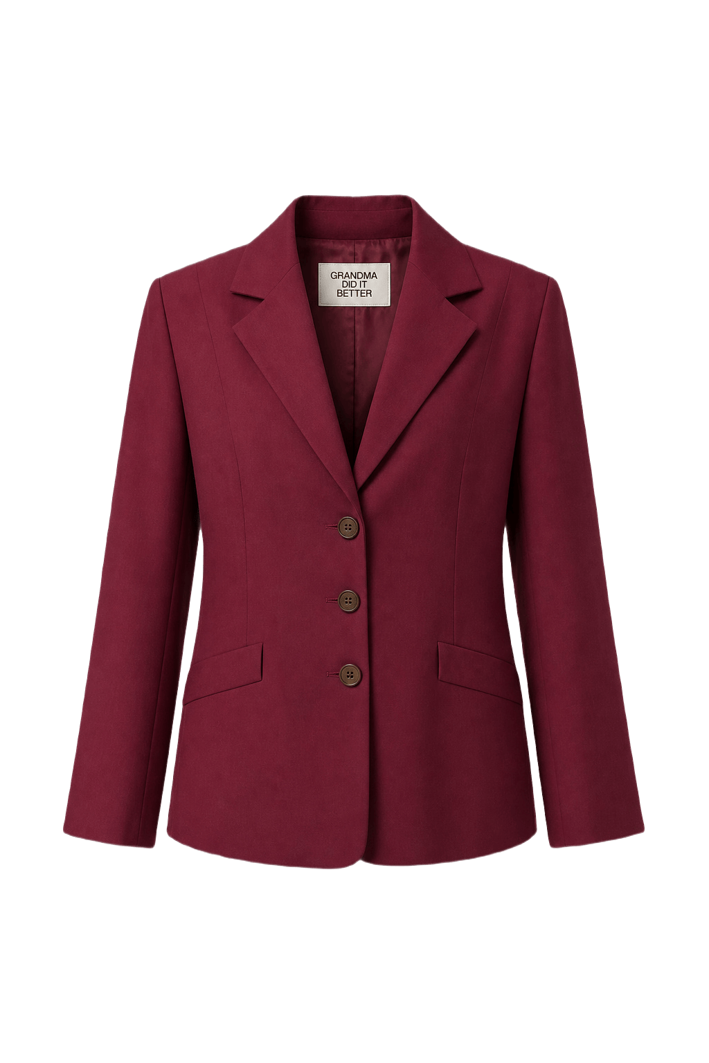 1980s Burgundy Red Wool Blend Blazer - Front View