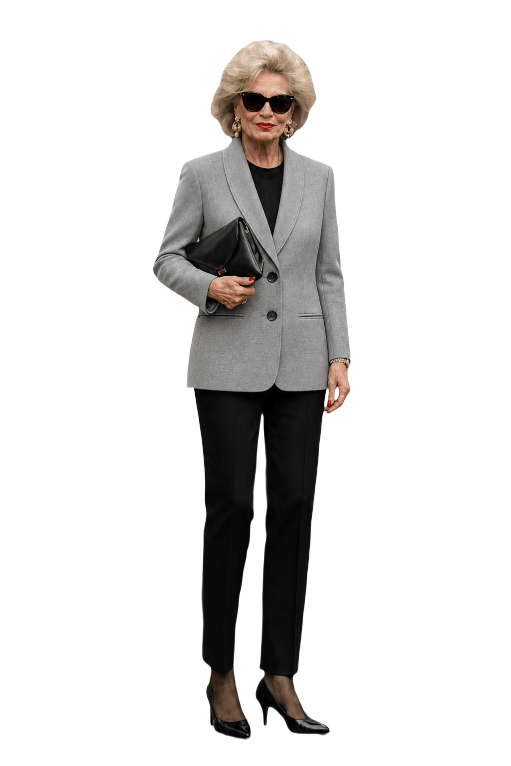 1980s Light Gray Wool Blend Blazer - Model