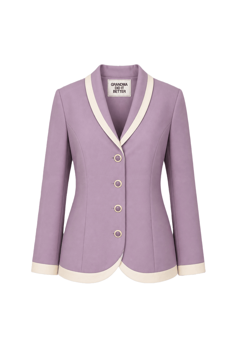 1980s Lavender Polyester Blazer - Front View