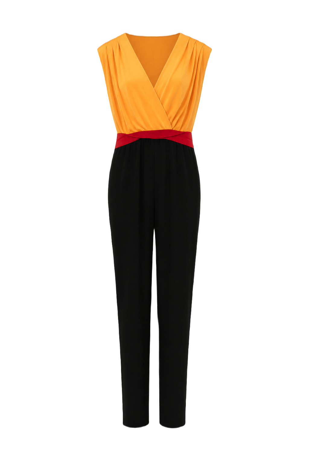1970s Orange Polyester Jumpsuit - Front View