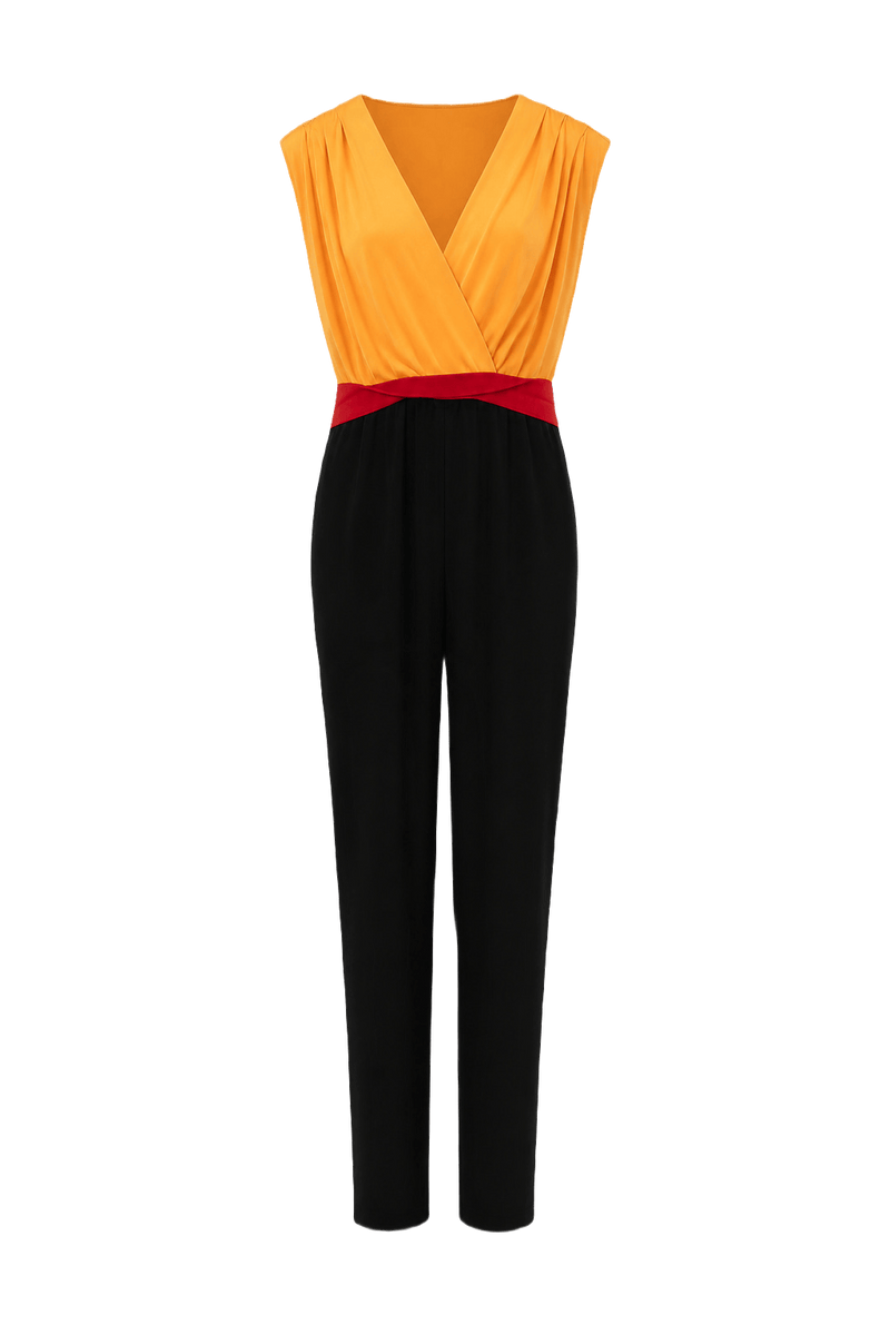 1970s Orange Polyester Jumpsuit - Front View